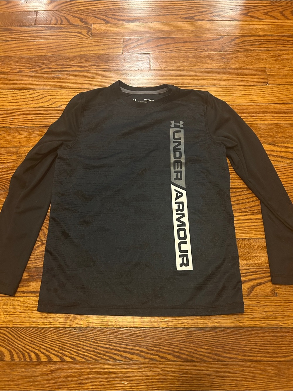Under Armour Black Long Sleeve Tee with Vertical Gray Logo